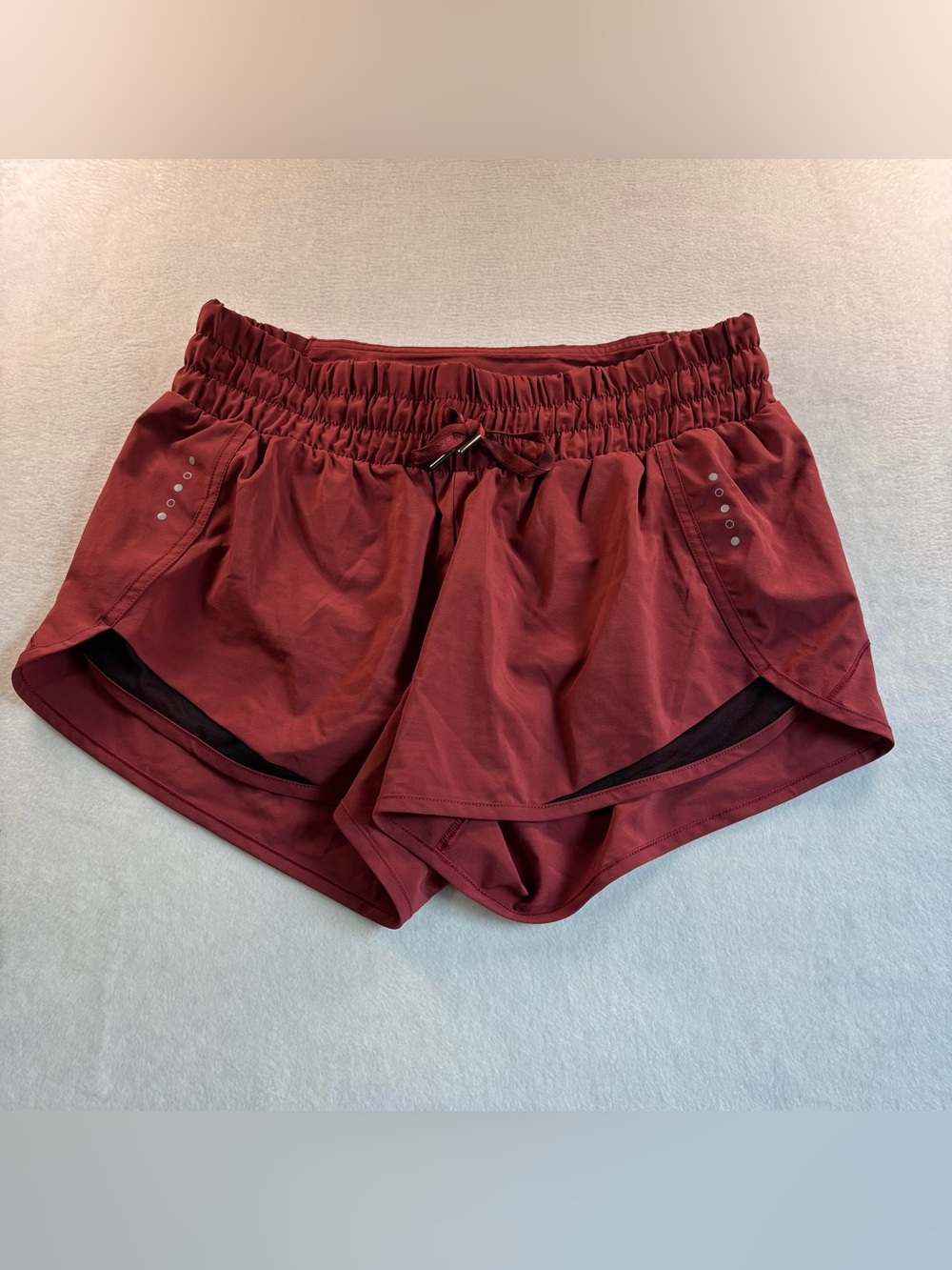 Women’s Burgundy Athletic Shorts with Elastic Waistband